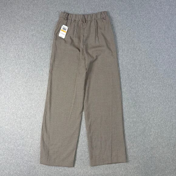 Hippie Rose Trouser Pants Brown Black Plaid Womens S High-Rise Wide Leg Pleated - Picture 3 of 13